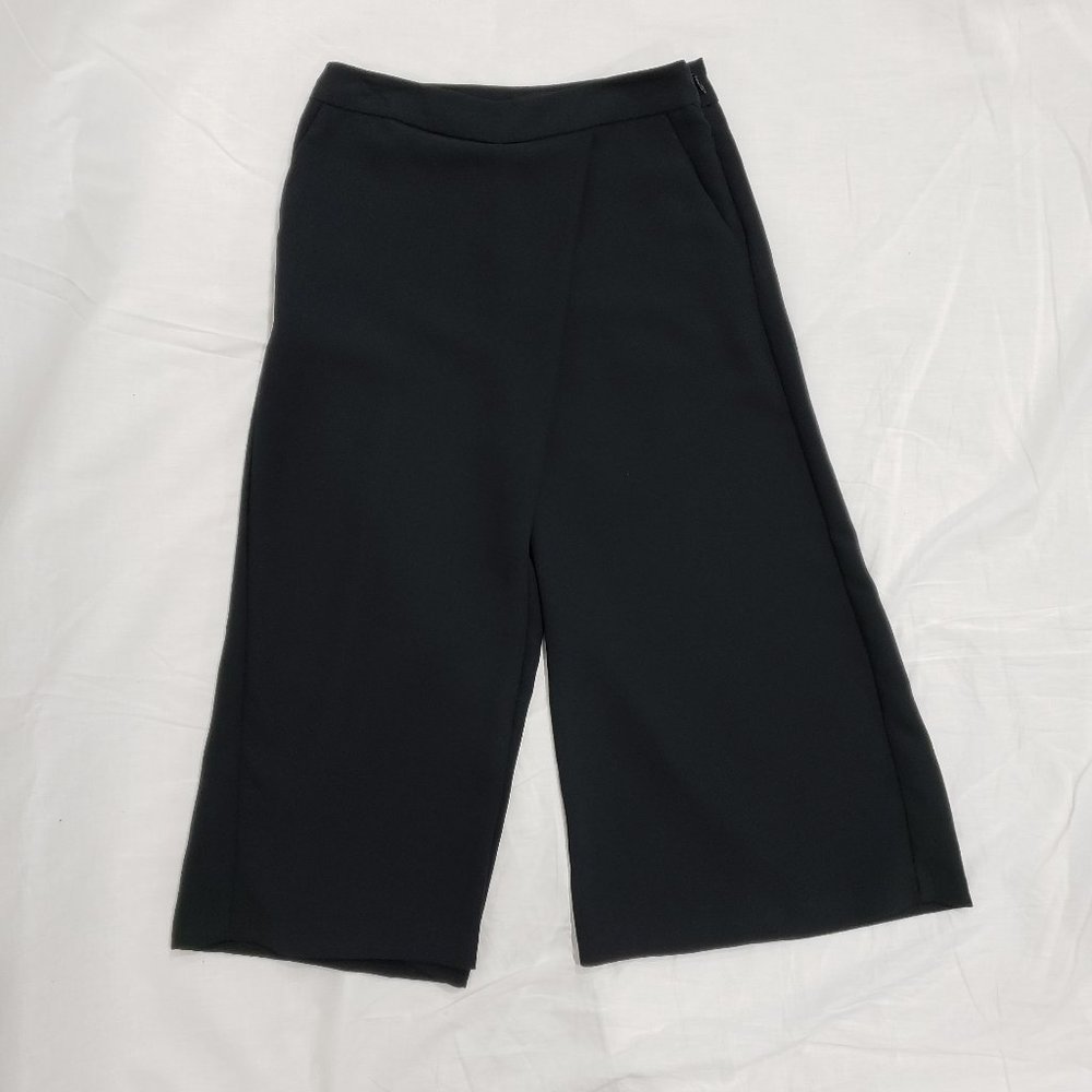 Whowhatwear Black Wrap Culottes Size 4 - Picture 2 of 10